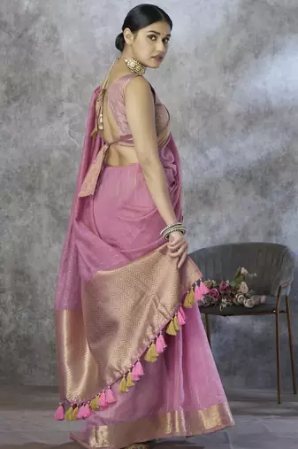 light pink elegant cotton silk blend saree | light & comfortable | single piece available