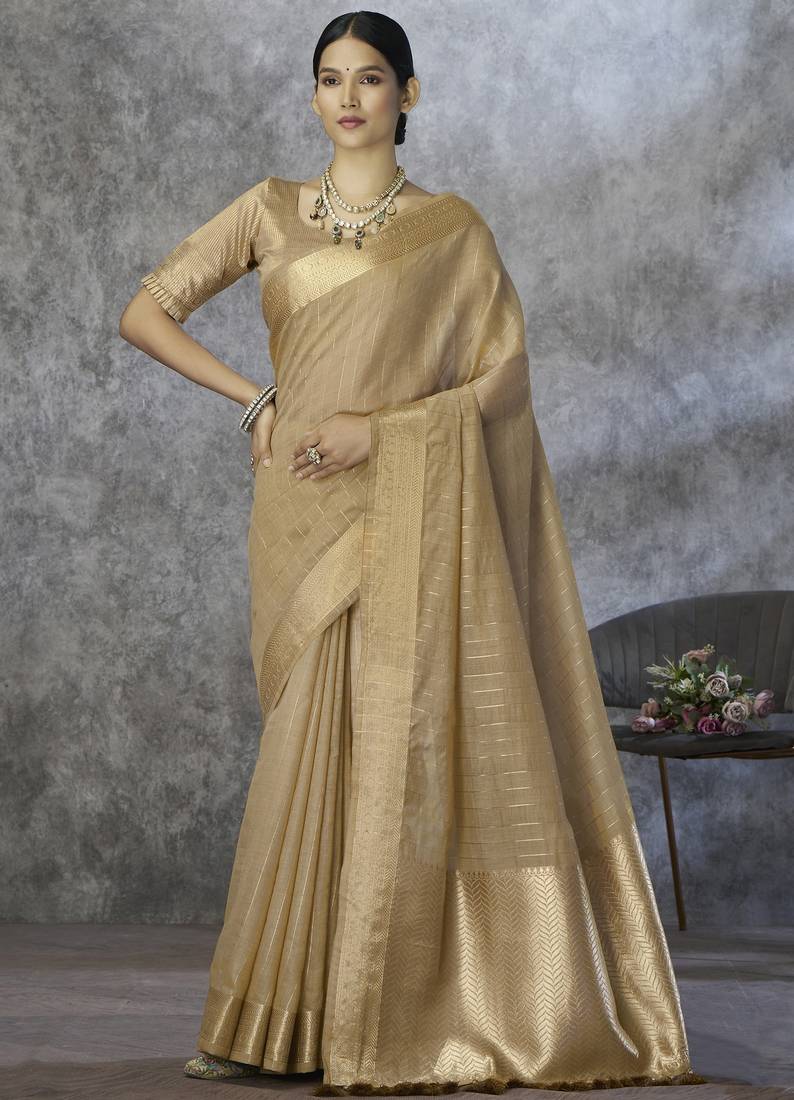chiku elegant cotton silk saree | light & comfortable | single piece available