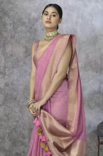 light pink elegant cotton silk blend saree | light & comfortable | single piece available