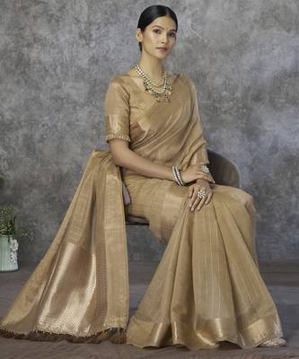 chiku elegant cotton silk blend saree | light & comfortable | single piece available 3