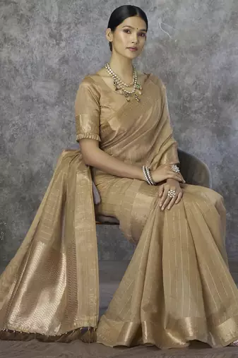 chiku elegant cotton silk blend saree | light & comfortable | single piece available