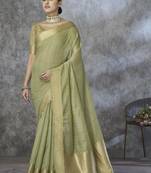 parrot green elegant cotton silk saree | light & comfortable | single piece available