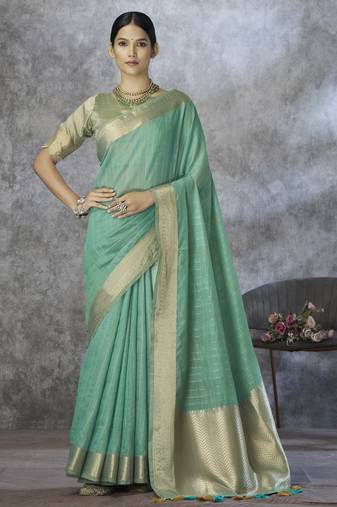 sea green elegant cotton silk saree | light & comfortable | single piece available