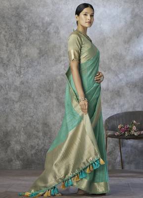 sea green elegant cotton silk blend saree | light & comfortable | single piece available 2