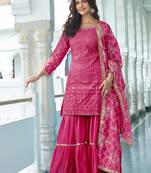 RANI CHINON SILK EMBROIDERED SALWAR SUIT STITCHED