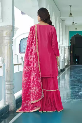 RANI CHINON SILK EMBROIDERED SALWAR SUIT STITCHED
