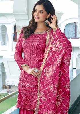 RANI CHINON SILK EMBROIDERED SALWAR SUIT STITCHED 4