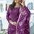 WINE CHINON SILK EMBROIDERED SALWAR SUIT STITCHED