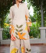 Whte premium pure cotton kurti pant set with pocket – ready-made casual & daily wear