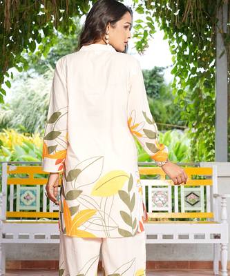 Whte premium pure cotton kurti pant set with pocket 2