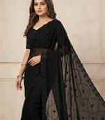 Black Color Beeds Work with Cut work Border Geogate Saree