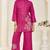 Pink elegant reyon slub kurti set with heavy embroidery