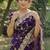 Purple Color Beeds Work with Cut work Border Geogate Saree