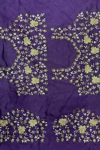 Purple Color Beeds Work with Cut work Border Geogate Saree