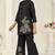 Black elegant reyon slub kurti set with heavy embroidery
