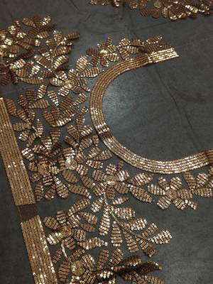 brown fully sequins net lehenga set choli with dupatta 8