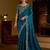 Rama colour satin silk saree with heavy embroidery work blouse