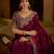 Wine colour satin silk saree with heavy embroidery work blouse