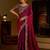Wine colour satin silk saree with heavy embroidery work blouse