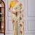 Beige rangoli saree with floral embroidery & mirror work