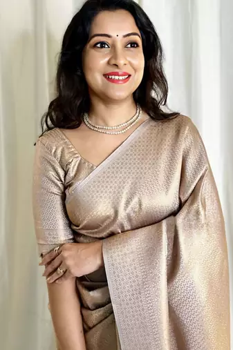  jacquard grey self design art silk blend light weight saree with unstitched blouse