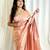 celebrity inspired peach woven pure art silk blend multicolor saree with unstitched blouse
