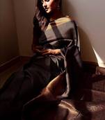 kanjivaram black resham thread silk cotton bollywood saree with unstitched blouse