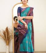 jacquard rama green jacquard art art silk fancy saree with unstitched blouse