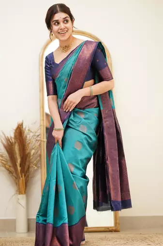 jacquard rama green jacquard art art silk fancy saree with unstitched blouse