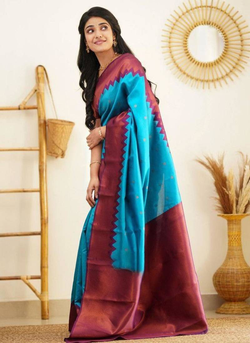 indian rama green resham thread silk cotton bollywood saree with unstitched blouse