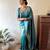 light weight aqua blue self design art silk jacquard saree with unstitched blouse
