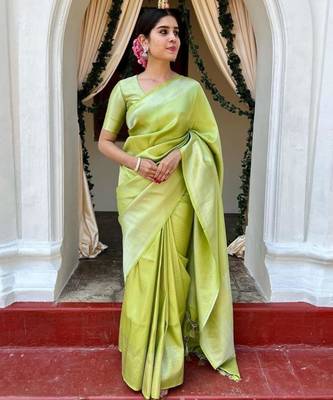 jacquard mehendi jacquard art silk blend light weight saree with unstitched blouse 1