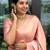 celebrity type peach self design south silk fancy saree with unstitched blouse