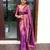 floral purple woven pure art silk gift saree with unstitched blouse