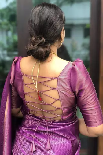 floral purple woven pure art silk gift saree with unstitched blouse