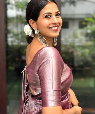 embellished silver jacquard art silk fancy saree with unstitched blouse 3