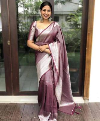 embellished silver jacquard art silk fancy saree with unstitched blouse 4