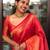 trendy light scarlet red banarasi art silk blend light weight saree with unstitched blouse