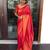 trendy light scarlet red banarasi art silk blend light weight saree with unstitched blouse