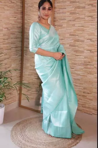  sea green self design pure art silk blend multicolor saree with unstitched blouse