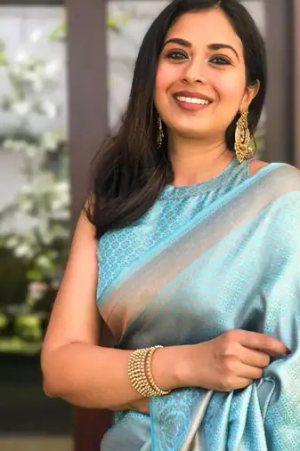 indian sky blue self design art silk all seasons saree with unstitched blouse