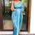 elegance aqua blue woven silk cotton bollywood saree with unstitched blouse