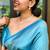 elegance aqua blue woven silk cotton bollywood saree with unstitched blouse