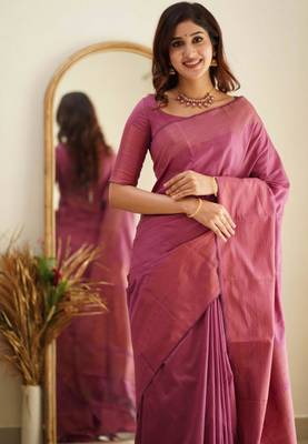 celebrity inspired dark hot pink banarasi art silk jacquard saree with unstitched blouse 2