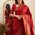 kanjivaram red self design art silk blend light weight saree with unstitched blouse