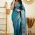 light weight rama green self design art silk blend light weight saree with unstitched blouse