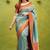 jacquard sea green  self design pure art silk gift saree with unstitched blouse