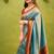jacquard sea green  self design pure art silk gift saree with unstitched blouse