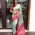pure sea green jacquard art silk all seasons saree with unstitched blouse