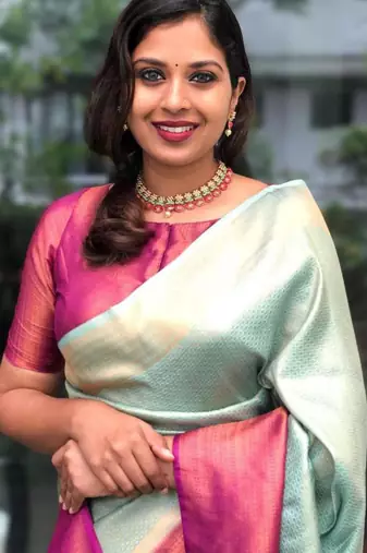 pure sea green jacquard art silk all seasons saree with unstitched blouse